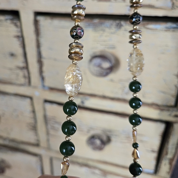 Suzette Necklace Beaded Green Enamel Vintage Beads - Picture 14 of 16